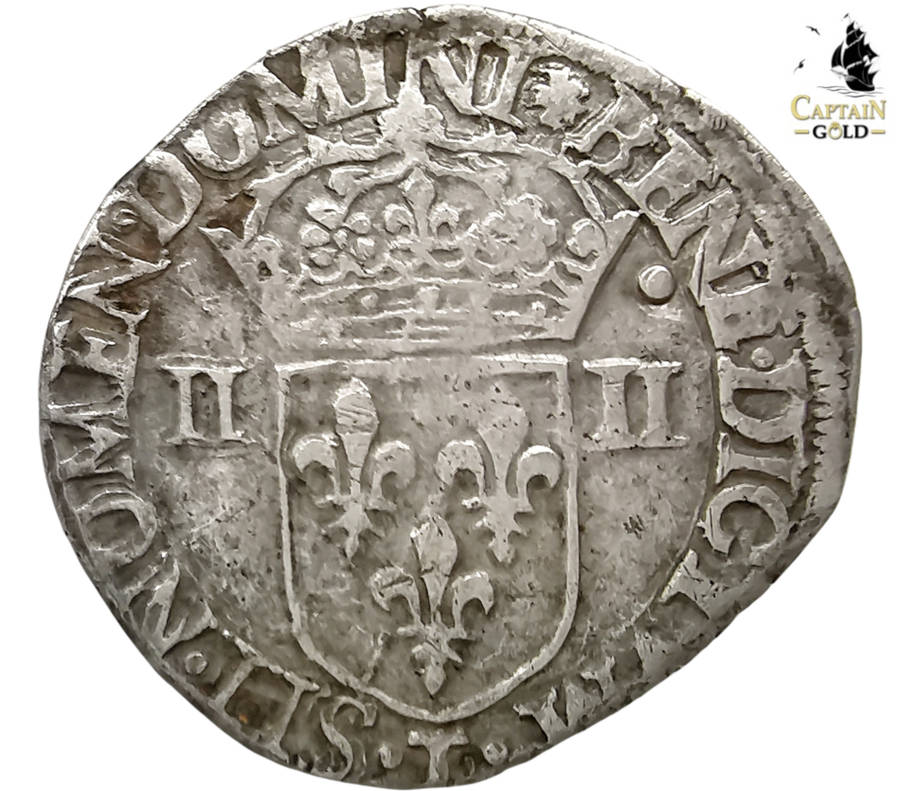 1593 | ¼ Ecu | Charles X | France | 29.2 mm Silver (.917) Coin | Extremely Low Mintage
