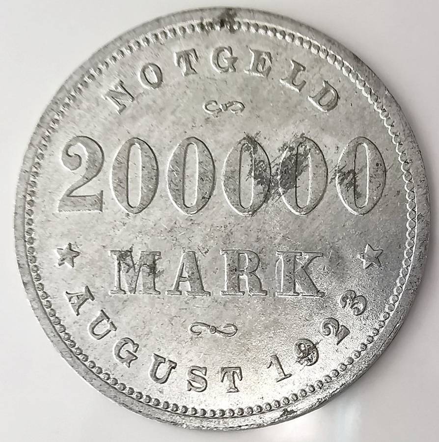 1923 | 200 000 Mark | German Notgeld | Hamburg | 23 mm