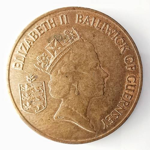 1986 | 2 Pence | Elizabeth II | 3rd Portrait | Guernsey | 25.91 mm Coin