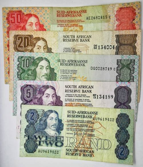 R50, R20, R10, R5, R2 Note Set | Signature: G P C de Kock