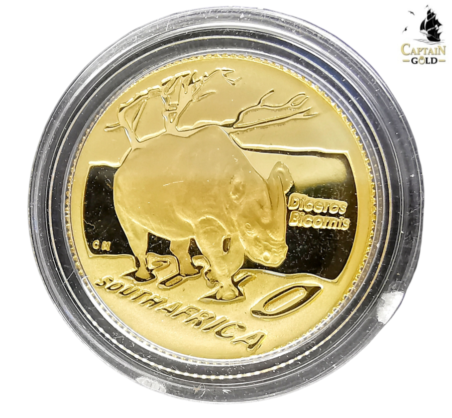 2010 | 1/10 oz | R10 | 24 Carat Gold | SA MINT | The Black Rhino | Natura Series | Lowest On BOB
