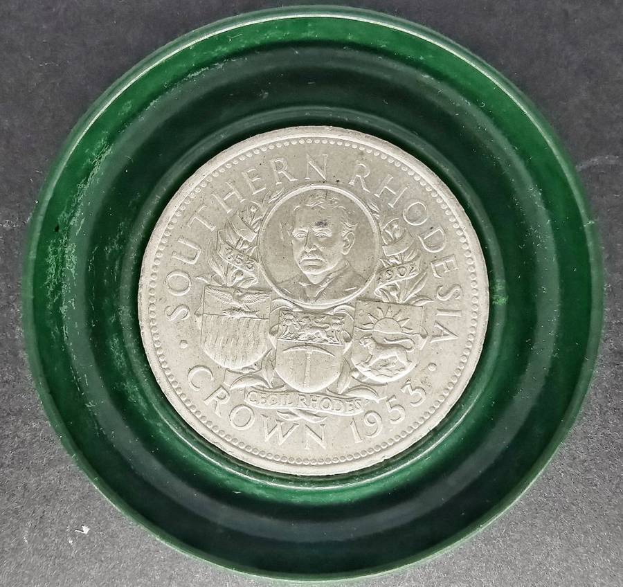 1953 | 1 Crown | Elizabeth II | Cecil Rhodes | 38.5 mm Silver Coin | Zimbabwe