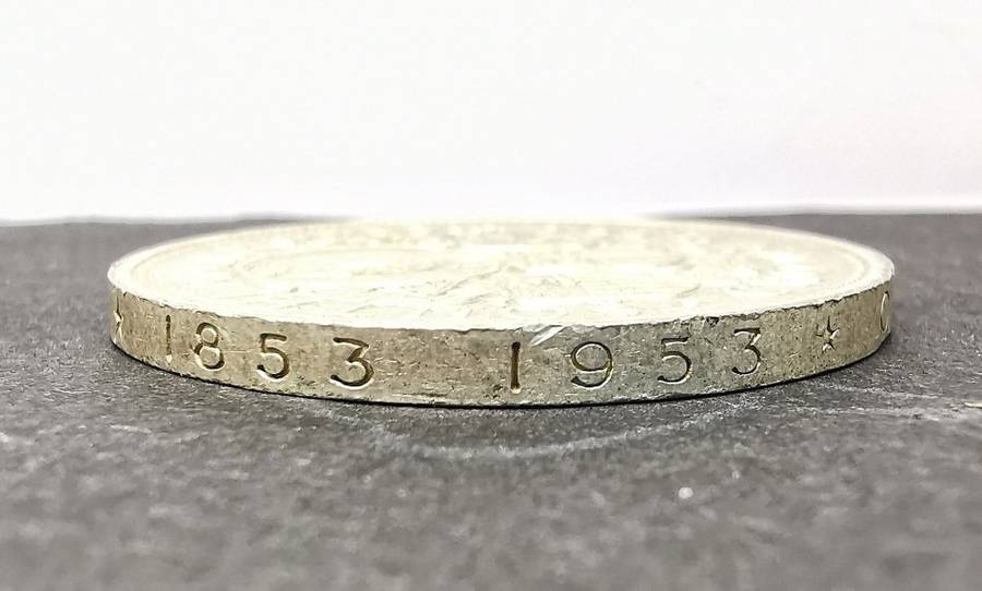 1953 | 1 Crown | Elizabeth II | Cecil Rhodes | 38.5 mm Silver Coin | Zimbabwe