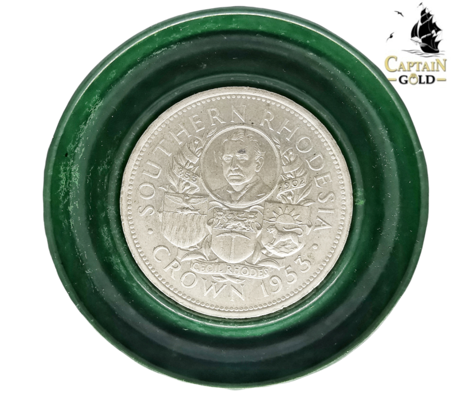 1953 | 1 Crown | Elizabeth II | Cecil Rhodes | 38.5 mm Silver Coin | Zimbabwe