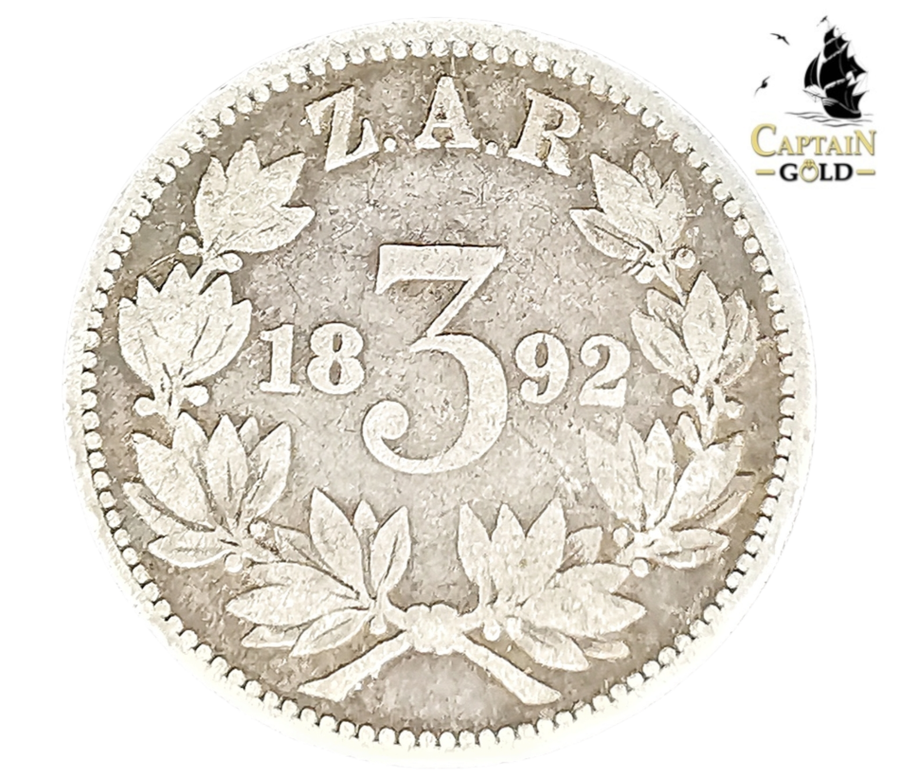 1892 | 3 Pence | Zuid Afrikaansche Republiek | Silver (.925) 16.3 mm Coin