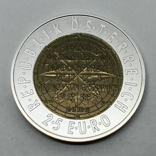 Rare | 2006 | 25 Euro European Satellite Navigation | Niobium Center of Siver .900 | High Value