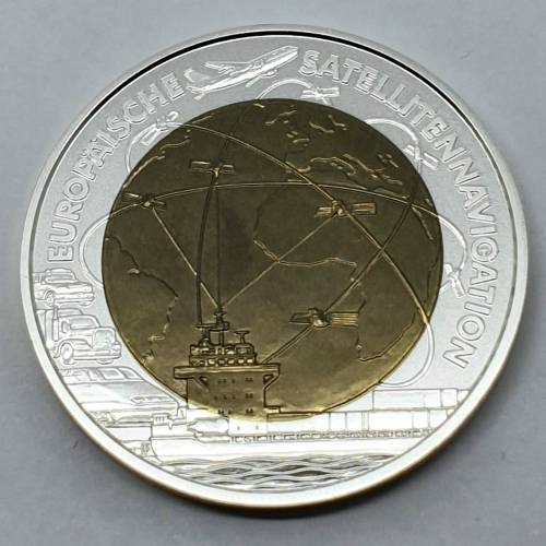 Rare | 2006 | 25 Euro European Satellite Navigation | Niobium Center of Siver .900 | High Value