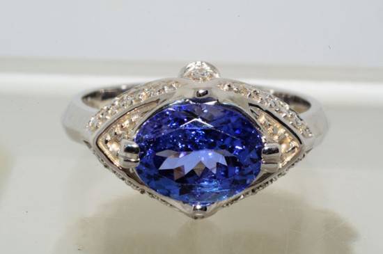 2.24CT "AAA" TANZANITE & DIAMOND SOLID 14K GOLD RING! GORGEOUS - R1/NO RESERVE
