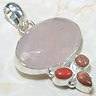 ROSE QUARTZ, RED CORAL AND SUN SITARA. 925 STERLING SILVER