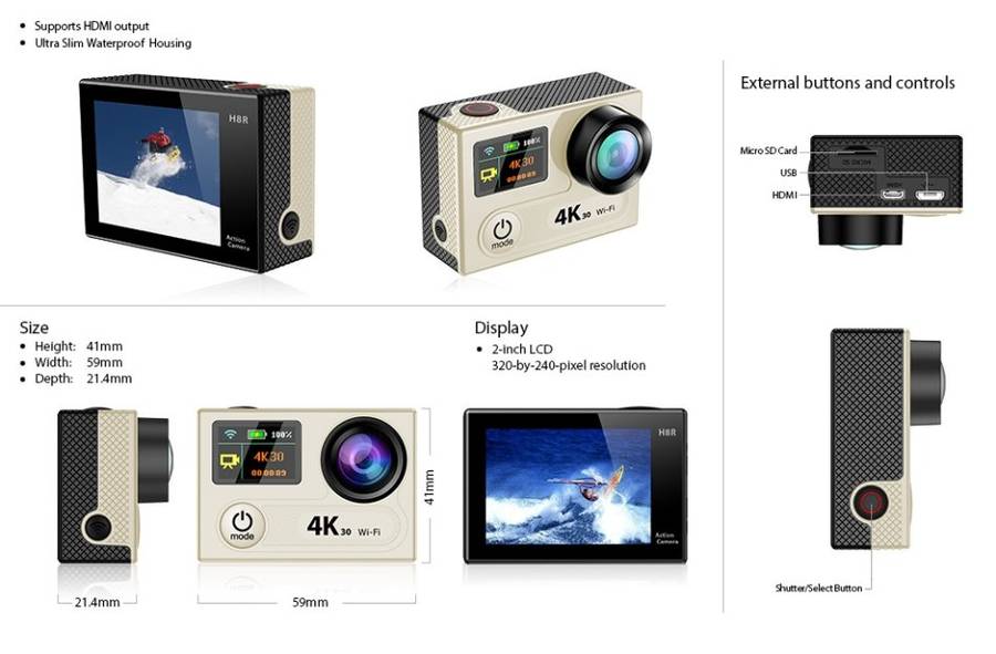 EKEN H8R 4K Ultra HD Action Sports Camera with 32GB Memory card