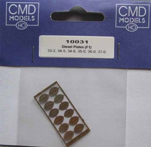 CMD HO SCALE - F1 DIESEL PLATES - SEE NUMBERS BELOW (NEW IN PKT)