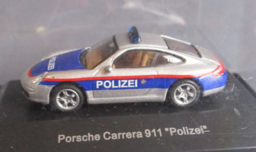 SCHUCO 1/87 HO SCALE - PORSCHE CARRERA 911, POLICE - BOXED