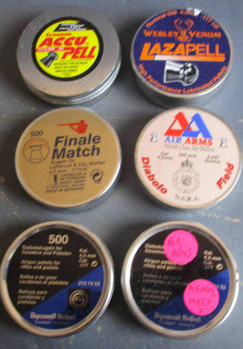 6 X TINS OF AIR RIFLE PELLETS, SOME USED TINS