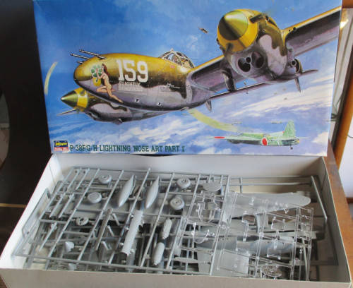 HASEGAWA 1/48 SCALE - P-38F/G/H LIGHTNING NOSE ART PART 1 - BOXED