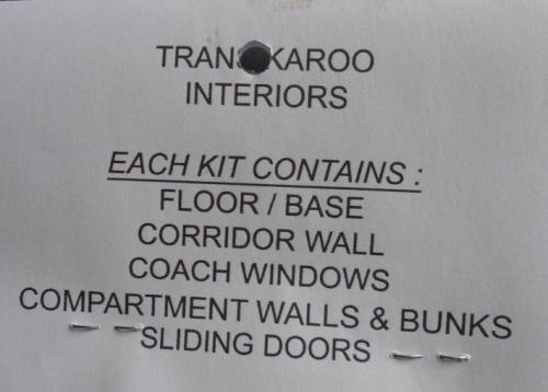 HO SCALE - LIMA SAR TRANS KAROO COACH INTERIORS