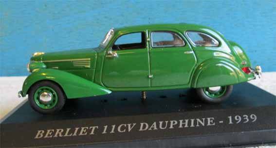 1939 BERLIET (RENAULT) 11CV DAUPHINE (IXO MOULD) in 1/43 SCALE (NEW PERSPEX BOX)