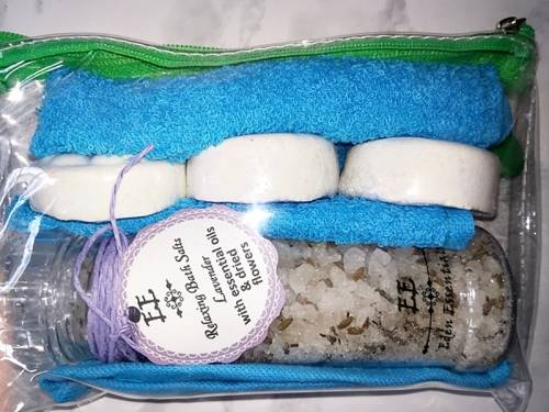Natural Lavender Bath Salts & Bath Fizzies Gift Bag