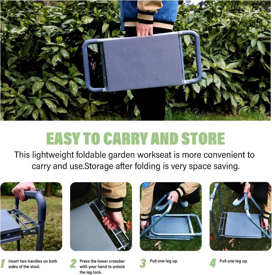 Garden Kneeler/Stool/Standing Aid with Tool Pouch