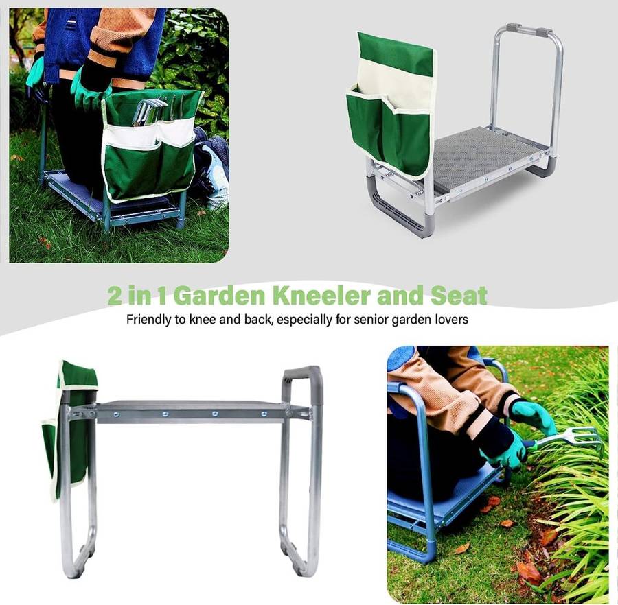 Garden Kneeler/Stool/Standing Aid with Tool Pouch
