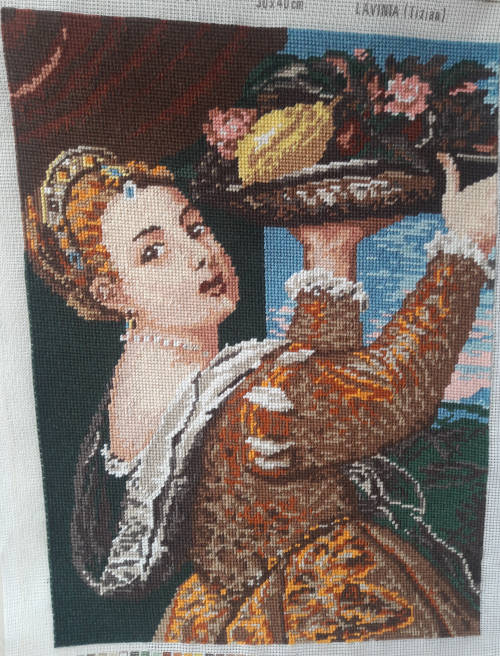 Tapestry - Lady with Fruit Bowl