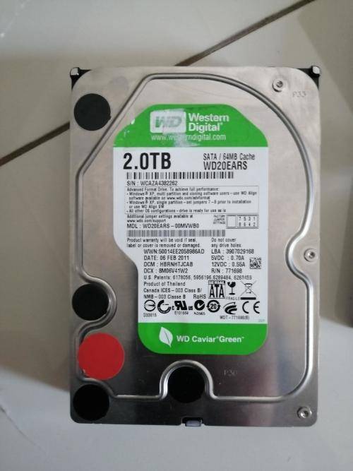 WESTERN DIGITAL CAVIAR GREEN, WD20EARS - 2TB HARD DRIVE, 3.5 INCH, DESKTOP HARD DRIVE, 64MB CACHE