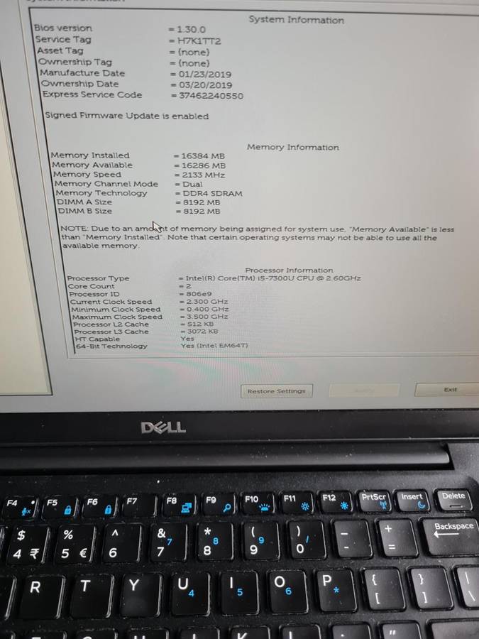 DELL LATITUDE 7490 - CORE i5 7TH GEN - 8GB - 256GB NVME SSD - 14 INCH SCREEN - PLEASE READ