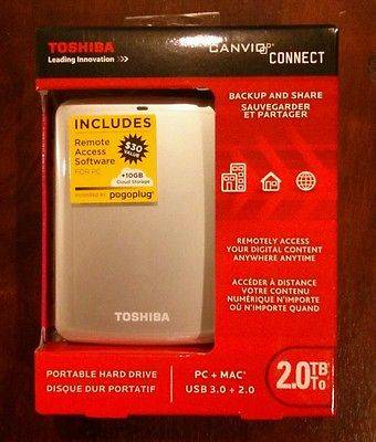 BRAND NEW SEALED TOSHIBA CANVIO CONNECT EXTERNAL HARD DRIVE - 2TB