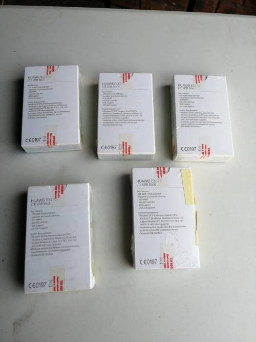 BULK LOT - 5 X HUAWEI E3372 LTE USB STICK - OPEN TO ALL NETWORK - BRAND NEW SEALED