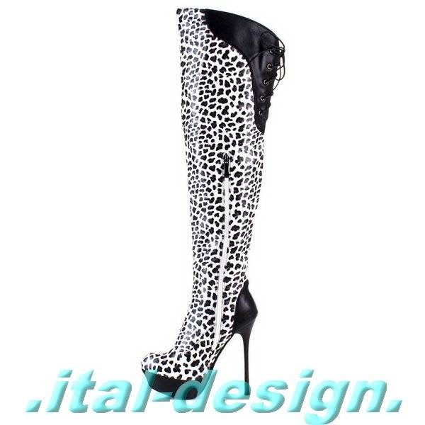 SIZE 6,5 Boots Overknees black-white - New - (445)