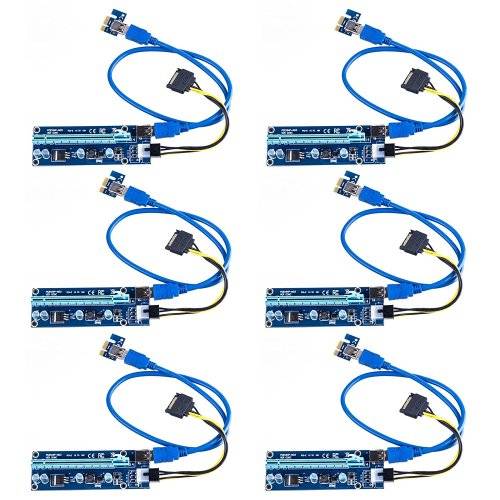 6 PACK V006C PCIe 6-Pin 16x to 1x Powered Riser Adapter Card for GPU Mining of Crypto Coins
