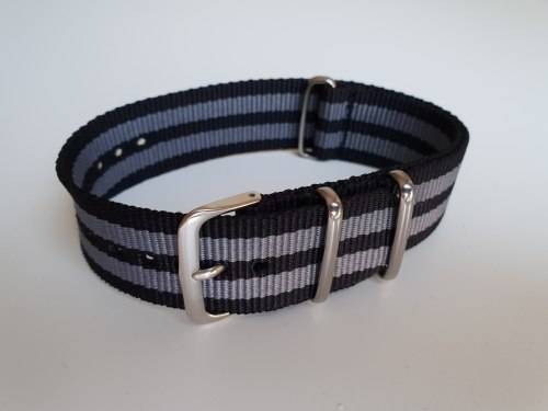 22mm Nato Watch Strap Black/Grey (Bond)
