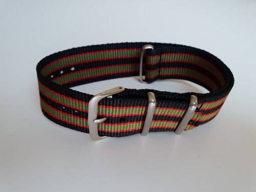 22mm Nato Watch Strap Black/Red/Khaki (Vintage Bond)