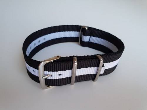 18mm Nato Watch Strap Black/White