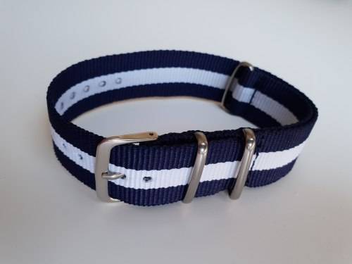 22mm Nato Watch Strap Navy/White