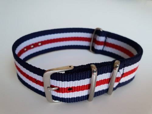 22mm Nato Watch Strap Navy/White/Red
