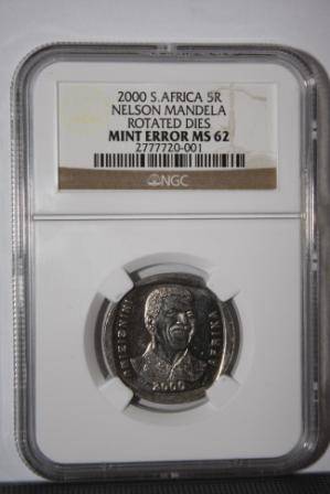 Rotated Dies ERROR!!!! MS62 - Mandela R5 Smiley 2000. HIGH VALUE!!!