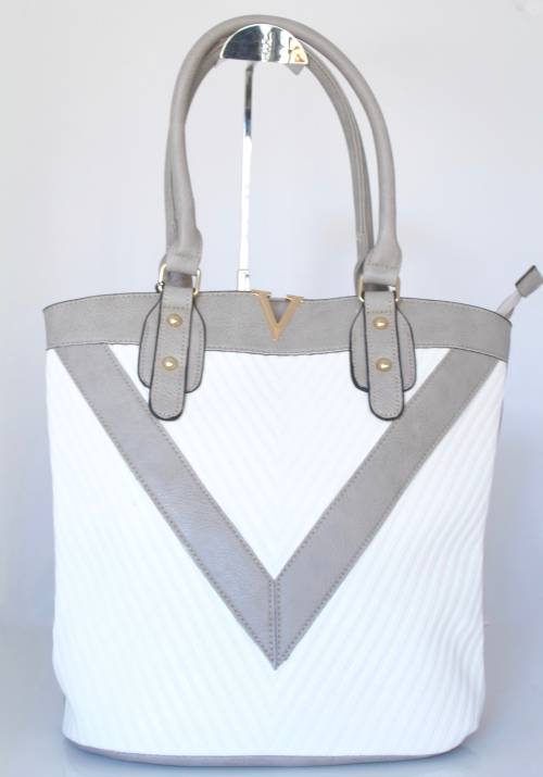 **Gorgeous** Designer Ladies HandBag in White and Grey,Quality PU Leather - Great for work and Play!