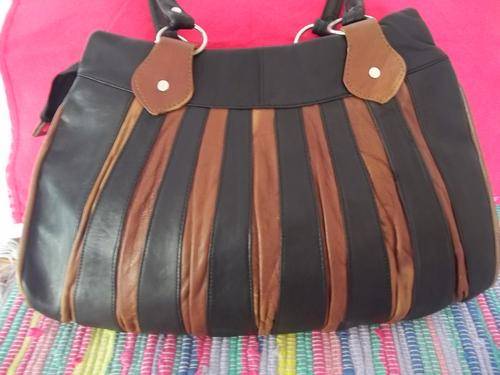 LADIES GENUINE LEATHER HAND BAG IN  A Black and Brown. SIMPLY GORGEOUS!!
