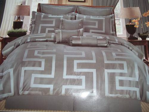 ***Beautiful polysilk comforter set in KING, GREY, 13 Piece. A great buy!