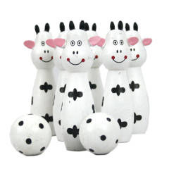 Colourful COW wooden bowling set- very Cute, baby will love it!