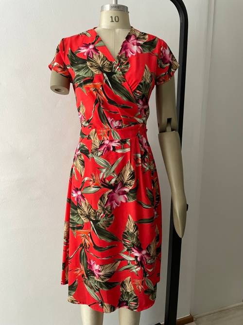 Poetry printed wrap dress - red - size 8/10