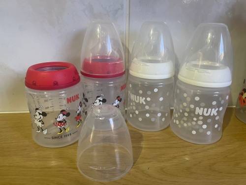 Nuk bottle bundle - 4 small 4large 4 formula keepers + thermometer pacifier