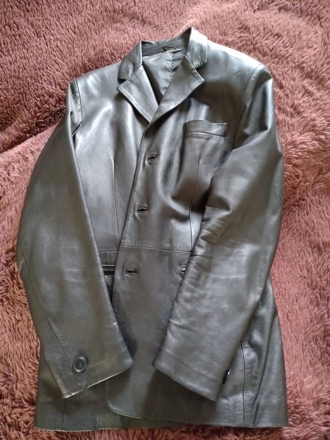 Men`s black leather jacket