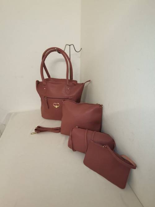 Ladies handbags 4 pieces pink
