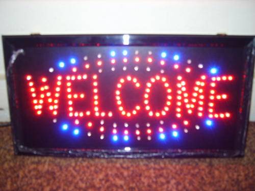LED   "WELCOME"  Sign with Flashing Lights