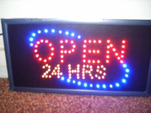 LED "OPEN 24 HRS" with Flashing Lights