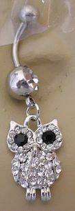 CUTE BLING OWL BELLYRING