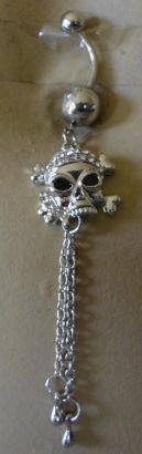 SKULL WITH CHAIN  BELLYRING
