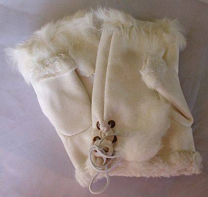 IVORY FUR LINED FINGERLESS GLOVES