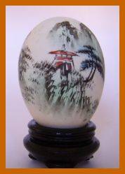 BEAUTIFUL ORIENTAL HAND PAINTED EGG ON STAND